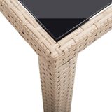 VidaXL Tuintafel 123x60x74 cm Poly Rattan Beige