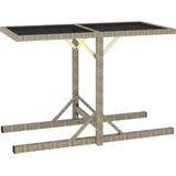 vidaXL Tuintafel 110x53x72 cm glas en poly rattan beige