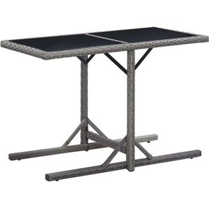 VidaXL Tuintafel 110x53x72 cm Glas en Poly Rattan Antraciet