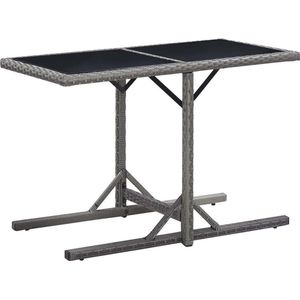 vidaXL Tuintafel 110x53x72 cm glas en poly rattan antraciet