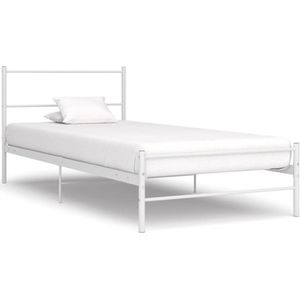 vidaXL Bettgestell Weiß Metall 100 × 200 cm