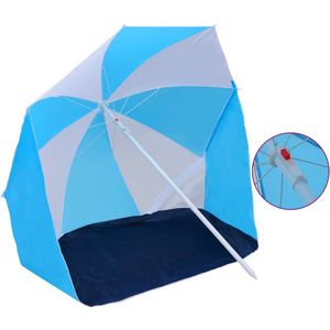 vidaXL-Strandparasol/-tent-180-cm-stof-blauw-en-wit