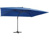 vidaXL Ampelschirm mit LED-Beleuchtung Alu-Mast 400x300 cm Azurblau