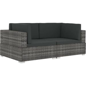 vidaXL-Hoekbanken-2-st-met-kussens-poly-rattan-grijs