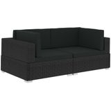 Ecksofas 2 Stk. mit Auflagen Poly Rattan Schwarz Vidaxl