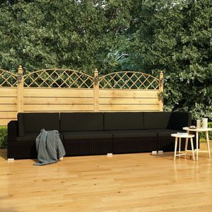 vidaXL - 4-delige - Loungeset - met - kussens - poly - rattan - zwart