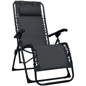 vidaXL - Terrasstoel - Inklapbaar - Zwart - Textileen - Stalen Frame