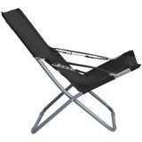 VidaXL Strandstoelen - 2 st. inklapbaar - Stof - Zwart