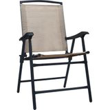 VidaXL Inklapbare Tuinstoelen 2 st. Textileen Taupe