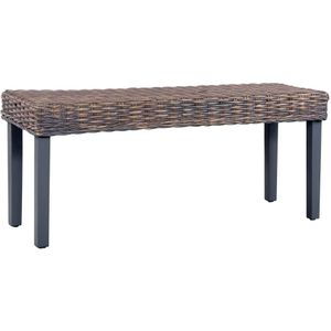 vidaXL Sitzbank 110 cm Grau Natur Kubu-Rattan und Massivholz Mango