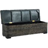 vidaXL Opbergbox 120 cm kubu rattan en massief mangohout zwart