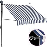 Einziehbare Markise Handbetrieben mit led 100 cm Blau und Weiß Vidaxl