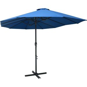 vidaXL Parasol met aluminium paal 460x270 cm blauw