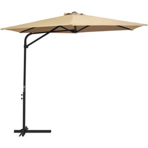 vidaXL Parasol met stalen paal 300 cm taupe