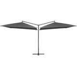 VidaXL Dubbele Parasol met Stalen Paal 250x250 cm - Antraciet