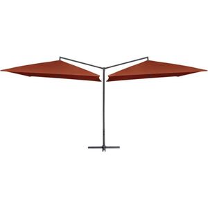 VidaXL Dubbele Parasol met Stalen Paal 250x250 cm - Terracottakleurig