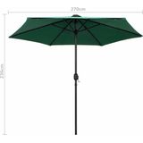 VidaXL Parasol LED-verlichting Aluminium Paal 270 cm Groen