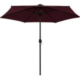 VidaXL Parasol met LED-verlichting - Aluminium Paal - 270 cm - Bordeauxrood