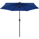 vidaXL Parasol met LED-verlichting en aluminium paal 270 cm azuurblauw