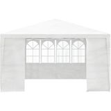 vidaXL - Partytent - Wit - 90 g/m² Polyethyleen - Inclusief Zijwanden
