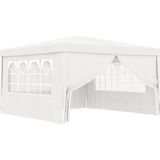 vidaXL - Partytent - Wit - 90 g/m² Polyethyleen - Inclusief Zijwanden