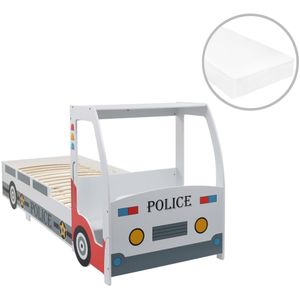 VidaXL Kinderbed Politieauto met 7-Zone H2/H3 Matras 90x200 cm