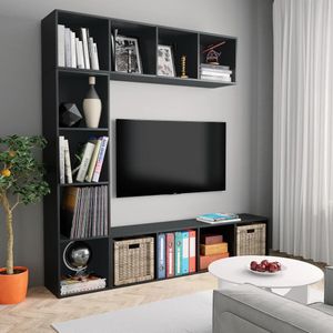 vidaXL-3-delige-Boekenkast-/tv-meubelset-180x30x180-cm-zwart