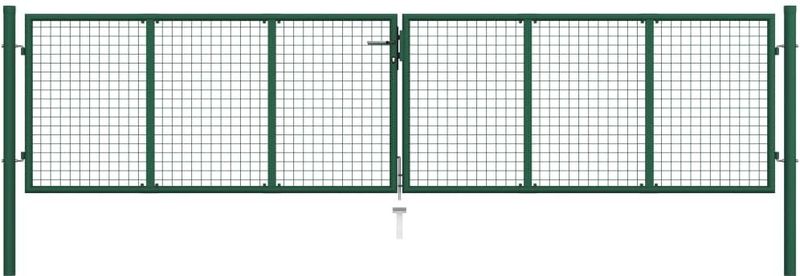 Doppelstabmatten-Doppeltor Stahl 390x75 cm Grün Vidaxl