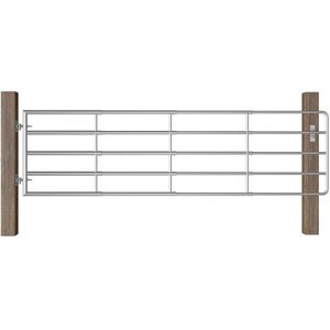 vidaXL - Poort - met - 5 - stangen - (115-300)x90 - cm - staal - zilverkleurig