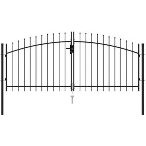 vidaXL - Poort - met - puntige - bovenkant - dubbel - 3x1,25 - m - staal - zwart
