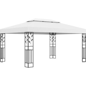 vidaXL - Prieel - Wit - Staal en Polyester - 3x4 m
