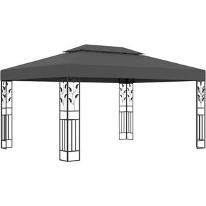 Tuinpaviljoen - Antraciet - Polyester en Gepoederd Staal - Dubbel Dak