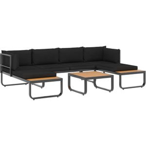 Loungeset Prince aluminium zwart met bruin