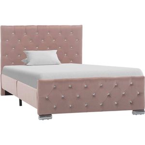 vidaXL-Bedframe-fluweel-roze-100x200-cm