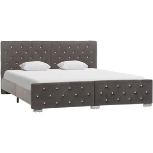 vidaXL - Bedframe - Fluweel - Grijs - Hout en Staal