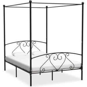 vidaXL Hemelbedframe metaal zwart 140x200 cm