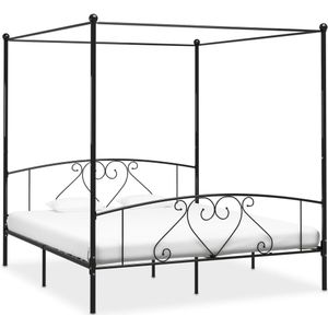 vidaXL Himmelbett-Gestell Schwarz Metall 180 x 200 cm