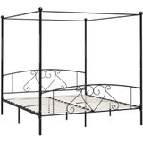 vidaXL Himmelbett-Gestell Schwarz Metall 200 x 200 cm