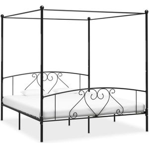 vidaXL-Hemelbedframe-metaal-zwart-200x200-cm