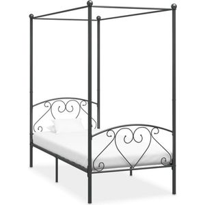 vidaXL - Hemelbedframe - metaal - grijsx200 - cm