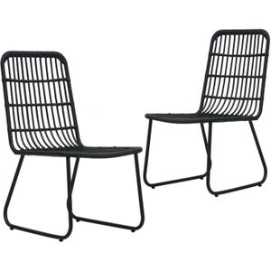 Tuinstoelen 2 st poly rattan zwart