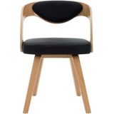 vidaXL Eetkamerstoelen 6 st gebogen hout en kunstleer zwart