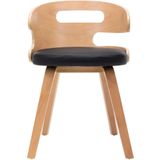 VidaXL Eetkamerstoelen 6 st Gebogen Hout & Kunstleer Zwart