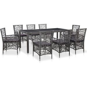 vidaXL 9-tlg. Garten-Essgruppe Poly Rattan Grau