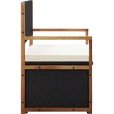 VidaXL Opbergbankje 115 cm Poly Rattan en Massief Acaciahout Zwart