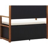 VidaXL Opbergbankje 115 cm Poly Rattan en Massief Acaciahout Zwart