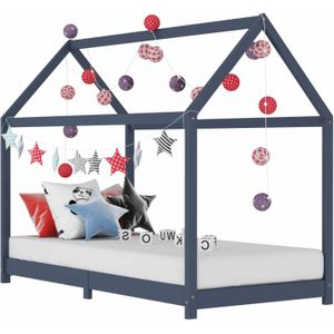 vidaXL Kinderbedframe massief grenenhout grijs 90x200 cm