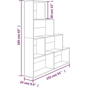 vidaXL-Boekenkast/kamerscherm-155x24x160-cm-bewerkt-hout-betongrijs