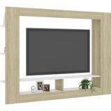 vidaXL-Tv-meubel-152x22x113-cm-bewerkt-hout-wit-en-sonoma-eikenkleurig