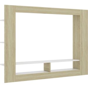 vidaXL-Tv-meubel-152x22x113-cm-bewerkt-hout-wit-en-sonoma-eikenkleurig